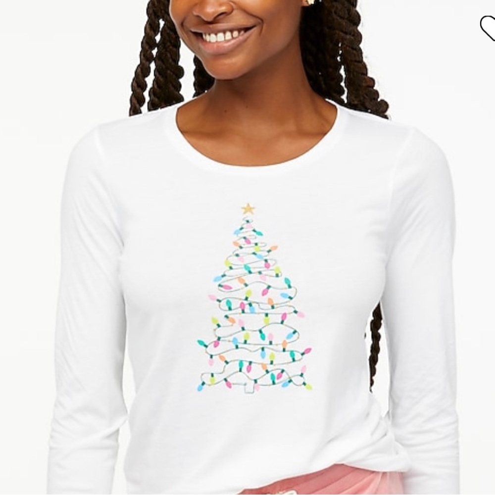 J CREW XMAS Tree Lights Graphic Tee